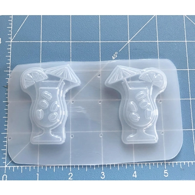 2 small Mai Tai Brooches Handmade Plastic Mold 2 small Mai Tai Brooches Handmade Plastic Mold