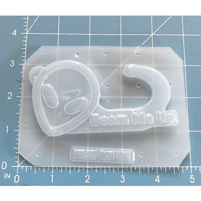 Beam Me Up Alien No Touch Covid Key Handmade Plastic Resin Mold