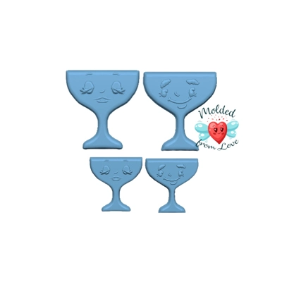 Vintage Mr & Mrs Martini Brooch Pallet of 4 Handmade Plastic Mold