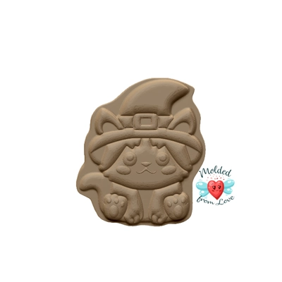 Kawaii Kitty With Witch Hat  handmade Plastic Mold