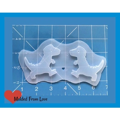 2 Kawaii Stomping Dinos Handmade Plastic Mold