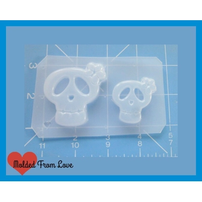 MFL KawaiiGirly Skulls with flower Handmade Plastic Mold