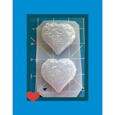 2 Retro Bakelite Carved Hearts Handmade Flexible Plastic Resin Mold