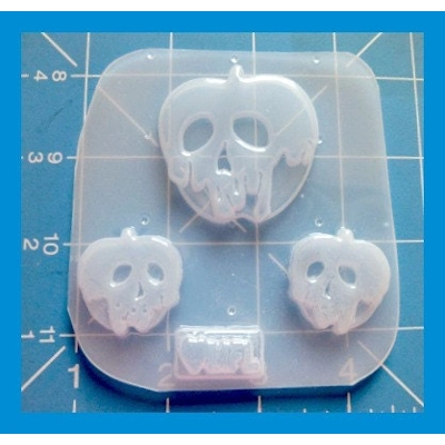 Small Poison Apple and 2 1" apples Handmade Plastic Resin Mold