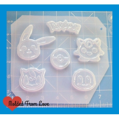 6 Cavity Deluxe Pocket Monster Friends Pallet Plastic Handmade Resin Mold
