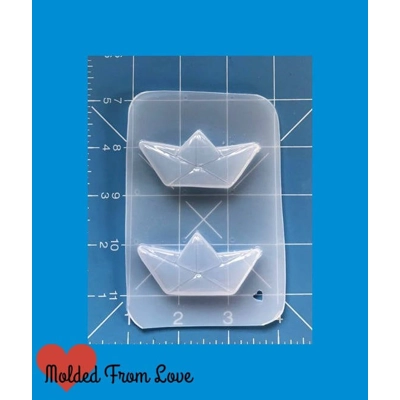 Set of 2 Paper Boats Handmade Plastic Resin Mold