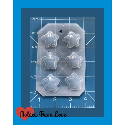 6 kawaii puffy roundy layered little stars Resin Mold