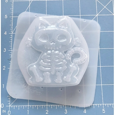 JHS Skele Kitty Soap Or Bath Bomb Chocolate Handmade Plastic Mold JHS Skele Kitty Soap Or Bath Bomb Chocolate Handmade Plastic Mold