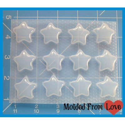 Sheet of 12 Kawaii Stars Handmade Plastic Mold