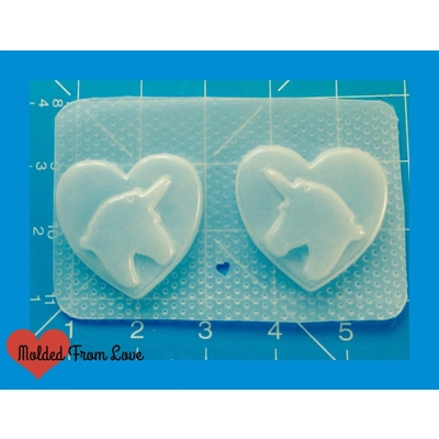 A pair of Unicorn Head Hearts Handmade Flexible Plastic Resin Mold A pair of Unicorn Head Hearts Handmade Flexible Plastic Resin Mold