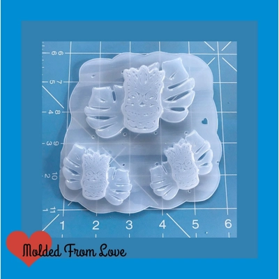 NEW! Lounge Series Retro Tiki and Monstera Leaf Brooches handmade Plastic Mold