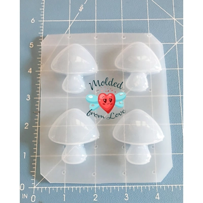 4 Little Mushroom Shapes Handmade Plastic Mold