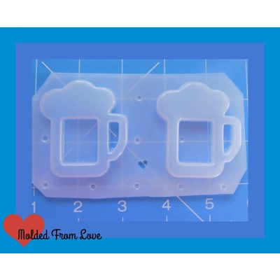2 Open Beer Mug shapes Flexible Plastic Handmade Resin Mold