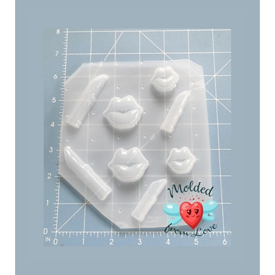 8 Cavity Lips and Lipsticks Handmade Plastic Mold