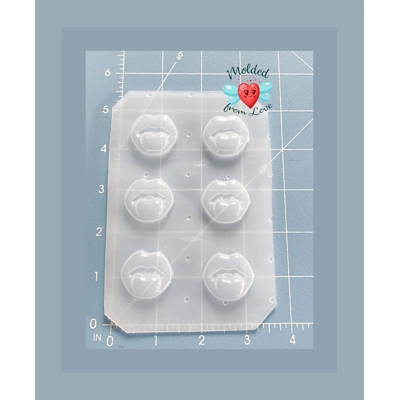 6 tiny 1 inch LIps with Tongue out Handmade Plastic Resin Mold