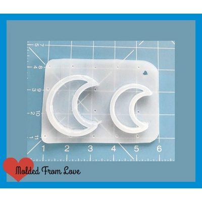 NEW! Set of 2 Crescent Moon Shakers Handmade Plastic Resin Mold