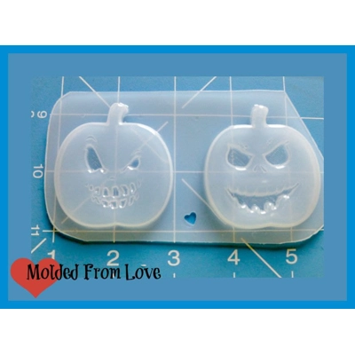 2 2" Horror Movie Face Pumpkins #2 Handmade Plastic Resin Mold 2 2" Horror Movie Face Pumpkins #2 Handmade Plastic Resin Mold