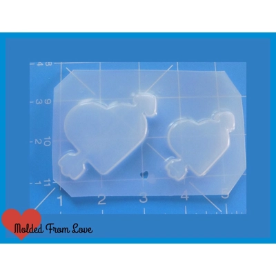 2 Flat Hearts with Arrows Handmade Flexible Plastic Resin Mold