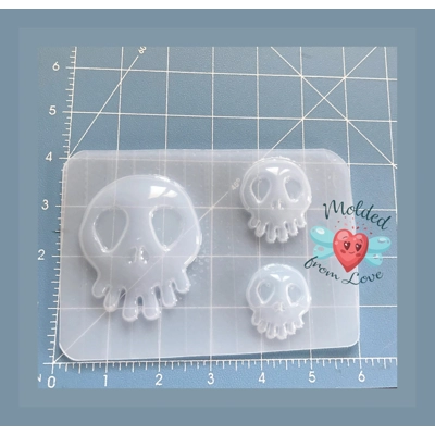 3 Different sizes of Haunted Skulls Handmade Plastic Resin Mold