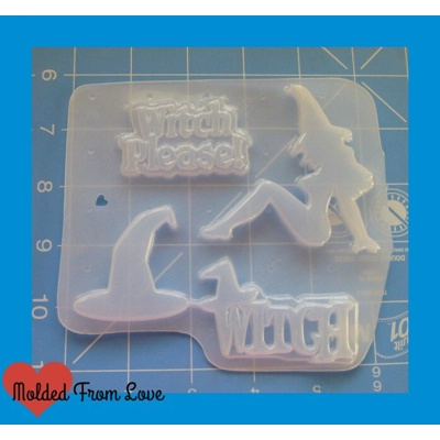 Witch Please Pallet of 4 Handmade Flexible Plastic Resin Mold Witch Please Pallet of 4 Handmade Flexible Plastic Resin Mold