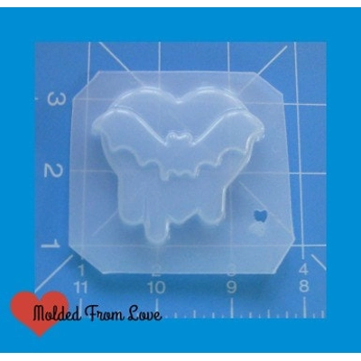 NEW Kawaii Drippy Heart with Bat Flexible Plastic Handmade Resin Mold