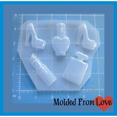 Diva Glam Girl Shoes and Lipstick Handmade Plastic Resin Mold