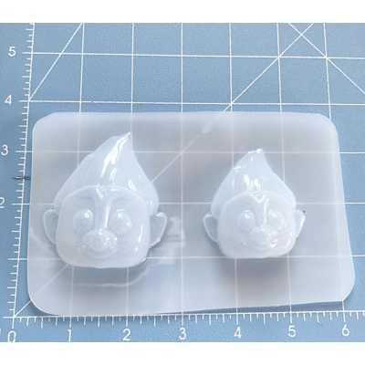 Small Bite Size Troll Heads Handmade Plastic Resin Mold