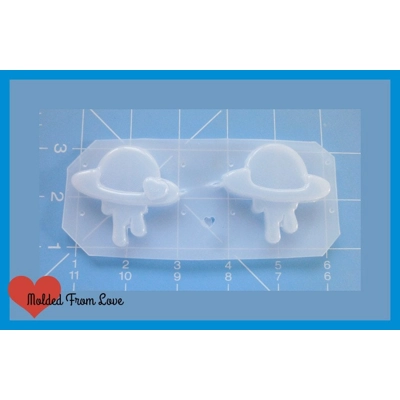 2 Kawaii Chibi melty Saturn Shapes Handmade Flexible Plastic Resin Mold