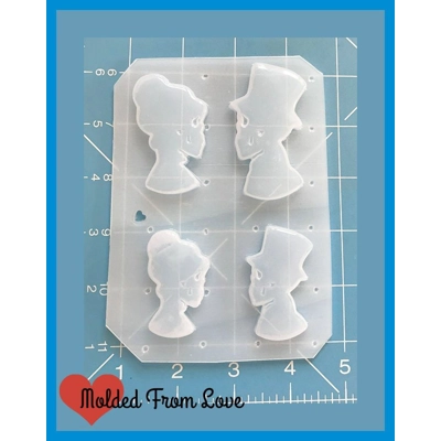 Left and Right Zombie Bride and Groom 4 Cavity Handmade Flexible Plastic Resin Mold Left and Right Zombie Bride and Groom 4 Cavity Handmade Flexible Plastic Resin Mold