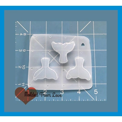 3 small Flat Mermaid Tails Handmade Plastic Resin Mold