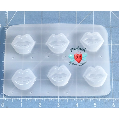 6 Small LIps with NO Tongue Handmade Plastic Mold