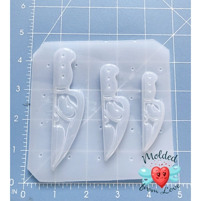 Set of 3 Scream Knives Pallet Handmade Flexible Plastic Resin Mold Set of 3 Scream Knives Pallet Handmade Flexible Plastic Resin Mold