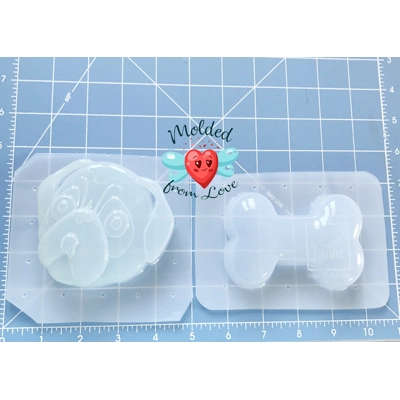 Pug Dog Or Bone Soap Or Bath Bomb Handmade Plastic Resin Mold