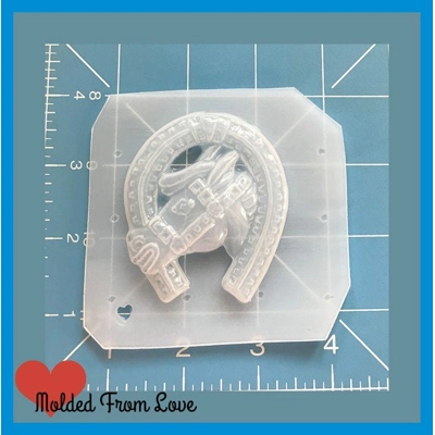 New! Vintage Horse Head and Horseshoe Brooch Handmade Plastic Resin Mold