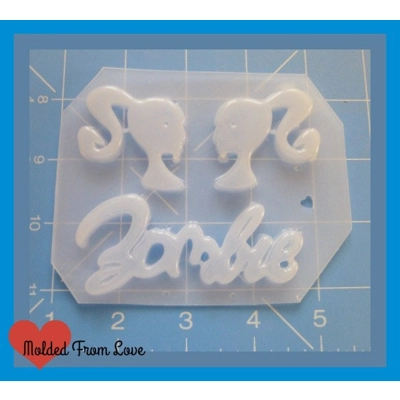 NEW! Zombie Barbie Heads and Word Handmade Plastic Resin Mold