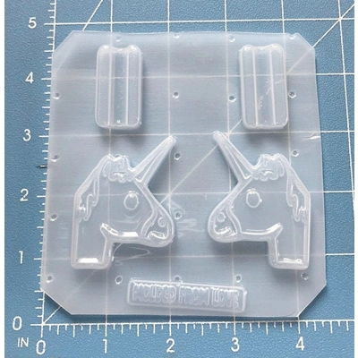 2 piece Unicorn Straw Topper Handmade Plastic Resin Mold