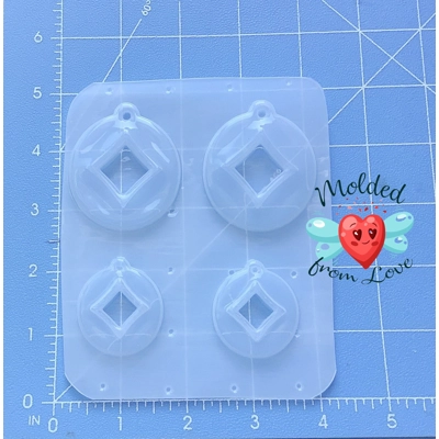 Retro Vegas Poker Diamonds Earrings in two sizes Handmade Plastic Mold Retro Vegas Poker Diamonds Earrings in two sizes Handmade Plastic Mold