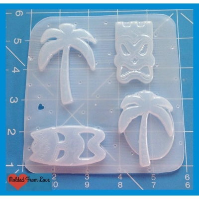 MFL Exclusive Retro Palm Trees and Tikis Handmade Plastic Mold MFL Exclusive Retro Palm Trees and Tikis Handmade Plastic Mold