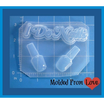 I Do Nails Layered Word and 2 small Nail polish Bottles Flexible Handmade Plastic Resin Mold I Do Nails Layered Word and 2 small Nail polish Bottles Flexible Handmade Plastic Resin Mold