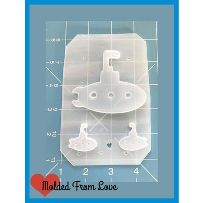 Vintage-Retro Submarine and Two Small Subs Handmade Plastic Resin Mold Vintage-Retro Submarine and Two Small Subs Handmade Plastic Resin Mold