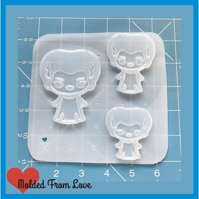 NEW! Kawaii Bride of Frankenstein Handmade Plastic Resin mold NEW! Kawaii Bride of Frankenstein Handmade Plastic Resin mold