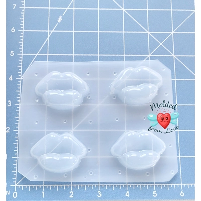 4 Rounded Puffy Pouty Lips Handmade Plastic Resin Mold