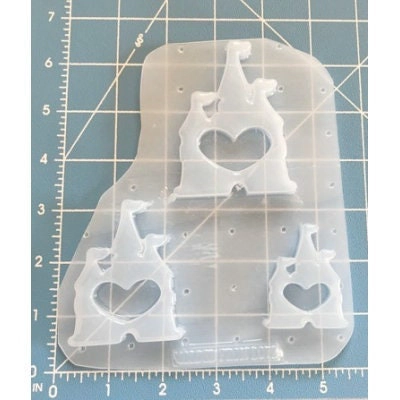 Castle with Heart Shakers Handmade Plastic Resin Mold Chose your size Castle with Heart Shakers Handmade Plastic Resin Mold Chose your size