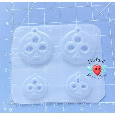 Retro Vegas Poker Clubs Earrings in two sizes Handmade Plastic Mold Retro Vegas Poker Clubs Earrings in two sizes Handmade Plastic Mold