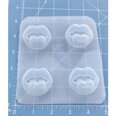 4 Small LIps with Tongue out Handmade Plastic Resin Mold