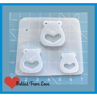 MFL Kawaii Chibi Bears Open Bezel Shaker Handmade Plastic Mold