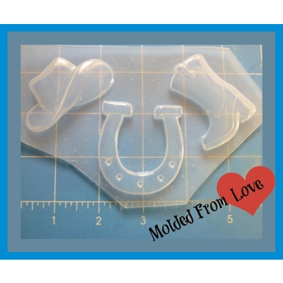 Cowgirl Up Set of 3 Hat Boot Horseshoe Resin Mold Cowgirl Up Set of 3 Hat Boot Horseshoe Resin Mold