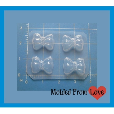 4 Sweet Little Gem Center Bows Handmade Flexible Plastic Resin Mold