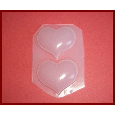Double Puffy Kawaii Hearts Flexible Plastic Handmade Resin