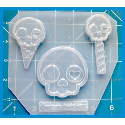 MFL Delish Kawaii Skully Pallet of 3 Handmade Plastic Mold